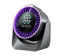 Ventilateur de bureau rechargeable USB, portable pour mini ventilateur, 100 vitesses, affichage LED, veilleuse, 12 heures d'autonomie, 7 pales silencieuses, pour bureau, dortoir, voyage, violet (F90