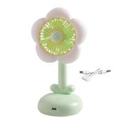 Ventilateur de bureau USB avec veilleuse, 5 niveaux de refroidissement et mode veille, réglable à 45° pour bureau/dortoir, ventilateur rechargeable fleur