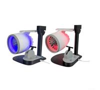 Ventilateur de bureau USB, design moteur, compact de 20 x 20 x 22 cm avec flux d'air réglable, humidificateur brumisateur, feu arrière LED, pour la maison et le bureau (bleu)