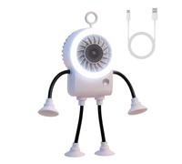 Ventilateur de Bureau USB,Mini Ventilateur Robot Personnel Rechargeable a 5 Vitesses,Forme Modulable,Ventouses,Support pour Téléphone,Veilleuse LED,Indicateur de Batterie LED,pour Bureau,Voyages