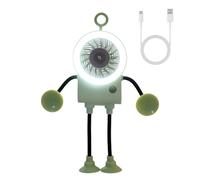 Ventilateur de Bureau USB,Mini Ventilateur Robot Personnel Rechargeable a 5 Vitesses,Forme Modulable,Ventouses,Support pour Téléphone,Veilleuse LED,Indicateur de Batterie LED,pour Bureau,Voyages