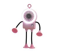 Ventilateur de Bureau USB,Mini Ventilateur Robot Personnel Rechargeable a 5 Vitesses,Forme Modulable,Ventouses,Support pour Téléphone,Veilleuse LED,Indicateur de Batterie LED,pour Bureau,Voyages