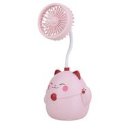 Ventilateur de Bureau USB Rechargeable Rose, Support Stylo, Antidérapant