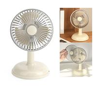 Ventilateur de Bureau Vintage Charge USB Facile à Nettoyer Ventilateur de Table Portable Vintage en Métal pour Bureau étudiant (Jaune Clair)