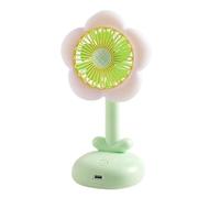 Ventilateur De bureauPour bureau- Petit Ventilateur De bureauÀ Fleurs, Circulation D'air Rechargeable Avec Veilleuse Pour Femmes, Filles, Pêche, Camping, Randonnée, Voyage, Pique-nique, Chambre À C