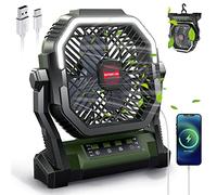 Ventilateur de camping 5 en 1 avec lumières LED,Ventilateur de bureau portable personnel,Petit ventilateur de tente rechargeable par USB avec minuterie, pique-nique, barbecue
