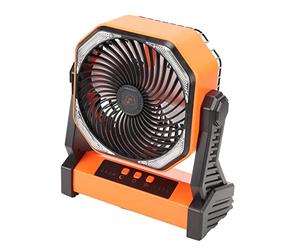 Ventilateur de Camping avec Lanterne LED, 4 Niveaux, Pivot à 270 Degrés, Grand Volume D'air, Ventilateur de Tente Extérieur Rechargeable par USB avec Crochet pour le Camping