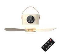 Ventilateur de camping avec lanterne LED - Ventilateur suspendu rechargeable 7200 mAh avec télécommande, vent 4 vitesses, minuterie et lumière nocturne réglable, conception portable suspendue yellow