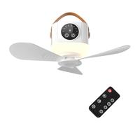 Ventilateur de camping avec lanterne LED - Ventilateur suspendu rechargeable 7200 mAh avec télécommande, vent 4 vitesses, minuterie et lumière nocturne réglable, conception portable suspendue white
