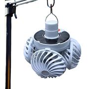 Ventilateur de camping avec LED Lantern - Ventilateur de camping en plein air | Lumière de ventilateur de plafond à énergie solaire rechargeable | Petit plafonnier LED pliable | Accessoires de camping