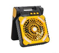 Ventilateur de camping compact à énergie solaire avec lanterne LED et batterie rechargeable de 5200 mAh, ventilateur portable et lumière pour les voyages en plein air et les pannes de courant (jaune)