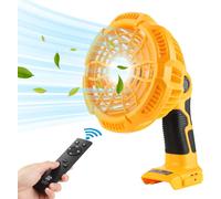 Ventilateur de camping d'extérieur avec lumière LED pour Dewalt 18 V Li-ion Portable Avec télécommande Minuteur de 4 heures Chargement USB pour bureau, tente, ventilateur de table silencieux