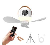 Ventilateur de Camping Lumière,Avec Trépied Pliable,Ventilateur Plafond Avec Lumière et Télécommande,Ventilateur Rechargeable USB,Minuterie,4 Vitesses Réglables,pour le pique-nique,les tentes (3600mA)