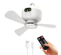 Ventilateur de Camping Lumière, USB Ventilateur de Plafond Avec Télécommande, Lampe de Camping LED Avec Ventilateur Rechargeable, 8000mAh Silencieux, 3 Vitesses Réglables Pour Voiture, Pêche