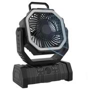 Ventilateur de camping portable, 10000/20000 mAh (en option), avec télécommande, détection à 5m, fonction de minuterie, 4 vitesses de vent, poignée facile à transporter, idéal(Black,20000 mAh)