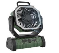 Ventilateur de camping portable, 10000/20000 mAh (en option), avec télécommande, détection à 5m, fonction de minuterie, 4 vitesses de vent, poignée facile à transporter, idéal(Green,10000 mAh)