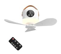 Ventilateur de camping rechargeable 7200mAh avec lanterne LED, ventilateur de plafond télécommandé avec 4 vitesses et minuterie, ventilateur portable suspendu pour tente, chambre, utilisation e white