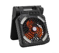 Ventilateur de camping rechargeable à énergie solaire 5200 mAh et lanterne LED, solution légère et portable de refroidissement et d'éclairage pour une utilisation en extérieur (noir)