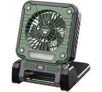 Ventilateur de camping rechargeable avec lumière solaire - Lanterne LED portable pour randonnée - 23 x 17 cm (vert foncé)