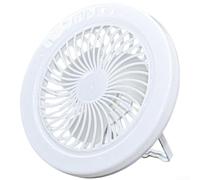 Ventilateur de camping solaire rechargeable avec 3 vitesses et modes tricolores, ventilateur de plafond portable à suspendre pour tente en extérieur, utilisation d'urgence, double charge USB (A)