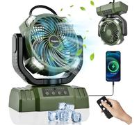 Ventilateur de Camping,Ventilateur de Bureau USB Avec Batterie 10 000 Mah Ventilateur Portable Silencieux Avec Lumière LED Rotation À 270° pour Bureau,Maison,Chambre,Voiture,Pêche,Camping en Plein Air