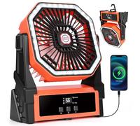 Ventilateur de Camping Ventilateur de Table Batterie Rechargeable 15000mAh Ventilateur de Table USB Silencieux avec LED Minuterie 4 Vitesses Ventilateur Camping Puissant pour Extérieur Intérieur