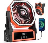 Ventilateur de Camping Ventilateur de Table Batterie Rechargeable 15000mAh Ventilateur de Table USB Silencieux avec LED Minuterie 4 Vitesses Ventilateur Camping Puissant pour Extérieur Intérieur