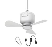 Ventilateur De Canopée Extérieur | Silencieux Et Suspendable,Ventilateur de Plafond USB 3 Vitesses Réglable pour Porche, Tente, Camping-Car, Pergola, Extérieur, Belvédère, Chambre, Terrasse