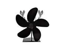 Ventilateur de cheminée à 5 pales alimenté par la chaleur pour poêle à bois ou chauffage au kérosène, design portable en métal pour intérieur ou extérieur, noir