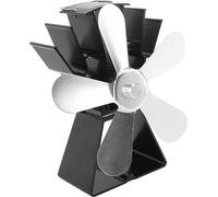 ventilateur de cheminée à 5 pales Base trapézoïdale Ventilateur de poêle alimenté par la chaleur Ventilateur thermique thermoélectrique pour poêles à kérosène Poêles à bois Argent