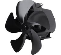 ventilateur de cheminée à 5 pales en alliage d'aluminium, silencieux, suspendu au mur Ventilateur de cheminée à alimentation thermique pour poêle à bois Poêle à kérosène Noir