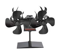 Ventilateur de cheminée alimenté par la chaleur avec double moteur en aluminium multifonction Noir