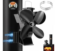 Ventilateur de cheminée magnétique 3 en 1 - Améliore le ventilateur de poêle sans électricité - Silencieux - Avec thermomètre et 2 anneaux de rechange - Pour bois/bois de chauffage/foyer/tuyau de