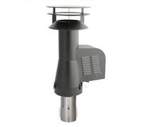 Ventilateur de cheminée pour insertion prolongée acier inoxydable noir Ø 200 mm avec hotte