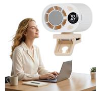 Ventilateur de Climatisation à Clip avec Affichage LED, Rotation à 360° et 199 Niveaux de Vitesse Semi-refroidissante, Ventilateur Clip Mains-Libres Portable Mini Rechargeable pour Camping, Voyage