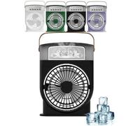 Ventilateur de Climatisation Mini, Refroidisseur d'Air Portable - Raffreddateur Évaporatif 3 en 1 avec 7 LED(Noir,USB)