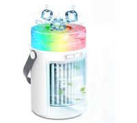 Puissant ventilateur de climatisation portable à vent froid, 7 couleurs, refroidisseur d'air par évaporation avec 3 vitesses de vent et 600 ml, refroidisseur d'air pour bureau, chambre, voiture