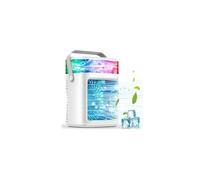 Climatiseur portable, 3 vitesses de vent et mode brume, alimentation par batterie rechargeable, refroidissement instantané, refroidisseur d'air par évaporation avec minuterie 2/4h, lumière 7 couleurs