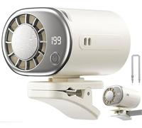 Ventilateur De Climatiseur À Clipser for Voiture avec Affichage LED, Mini Système De Refroidissement Portable for Véhicule Automobile, Rotation À 360°, 199 Vitesses Réglables(White)