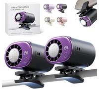 Ventilateur de climatiseur de voiture à clipser avec écran LED, ventilateur de refroidissement personnel portable rechargeable par USB, batterie 16 ℃ semi-refroidissement, batterie 2000 mAh, rotation