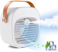 Ventilateur de climatiseur portable, refroidisseur d'air par évaporation personnel, ventilateur de bureau alimenté par USB avec brouillard d'eau et obturateur mobile for table, chambre à coucher, voit