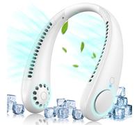 Ventilateur de Cou, 360° Ventilateur Portable Sans Lame, 3 Vitesses USB Rechargeable, Ventilateur Cou silencieux Personnel pour Bureau Domicile Voyage En Plein Air, Cadeaux pour Femmes et Hommes，Blanc