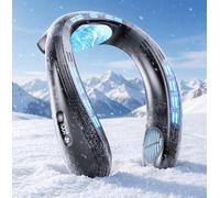 Ventilateur de Cou avec Grande Plaque de Refroidissement, Ventilateur Climatiseur Cou Portable Silencieux 360° Flux d'air Arrière, 6000 mAh Rechargeable pour Voyage Plage Bureau Femme Homme
