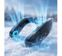 Ventilateur de Cou Climatiseur Portable avec Plaque de Refroidissement à Semi-conducteurs, Ventilateurs Cou Pliable Silencieux Portatif Air Froid, 4000mAh Rechargeable Cadeaux pour Voyage Bureau