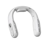 Ventilateur de cou pliable avec écran LED, mise à niveau 2025, sans feuilles, batterie rechargeable, à suspendre, portable sans feuilles, pour voyage, sport, extérieur (blanc)