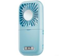 Ventilateur de cou portable 5 vitesses avec contrôle tactile Bleu nuage | Miroir de maquillage intégré, éclairage LED, refroidissement instantané en 3 secondes, panneau de commande tactile
