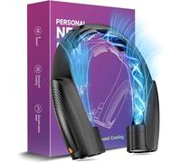 ventilateur de Cou Portable, 6 Vitesses Ventilateur Cou Climatiseur Rechargeable 8000 mAh, 360° Cooling Ventilateur de Cou Silencieux Libres Sans Pale pour Bureau Voiture Camping Exterieur Noir