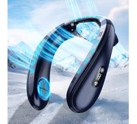 Ventilateur de Cou Portable avec Grande Plaque de Refroidissement, Mini Climatiseur Mobile 6000mAh USB Rechargeable avec Sortie d'air Arrière, affichage LCD, 3 Réfrigération pour Bureau Voyage