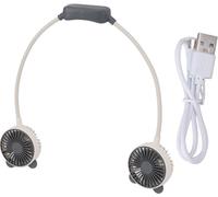 Ventilateur de cou portable Dual Head Bendable Wearable USB rechargeable mains libres Mini pour les voyages de bureau blanc accrocher