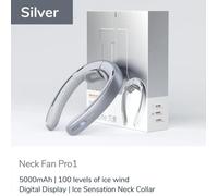 Ventilateur de cou portable JISULIFE - Sliver - 5000 vitesses - Batterie 100 mAh - Autonomie 17h